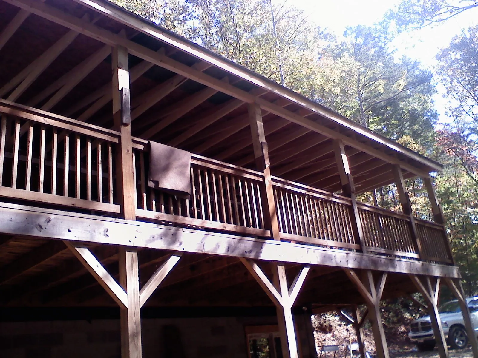 Timber framing under a new elevated porch and deck — Roof Leak Repair in Lake Winola by Roofing Brothers